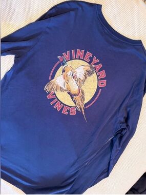 VINEYARD VINES Men’s Pheasant Bird Long Sleeve Tee Navy Blue T-shirt